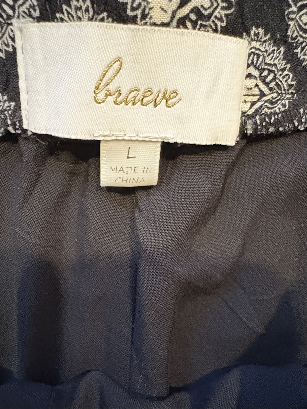 Braeve Black Printed Wide-Leg Pants with Cream Border - Picture 3 of 7